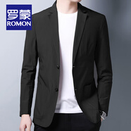 羅蒙（ROMON）超薄西裝外套男春秋季透氣防曬單西上衣男士外套輕奢休閑小西服男 【常規(guī)款】黑色 XL /180/96A(適合145-165斤)
