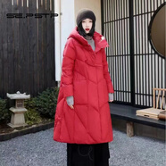 夏典素訂女王（SE.PSTP）中國風(fēng)盤(pán)扣a字版羽絨棉服女中長(cháng)款2025新款冬季復古寬松棉襖外套 紅色 XL (適合130到150)