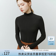 FANSILANEN范思藍恩22FS4378親膚軟糯半高領(lǐng)修身打底衫女秋冬內搭長(cháng)袖針織衫 黑色 S