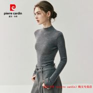 皮爾卡丹（pierre cardin）品牌高檔輕奢可機洗揚子18針精紡一線(xiàn)純羊毛衫女半高領(lǐng)薄款毛衣打 品牌高端新品-云煙灰 L