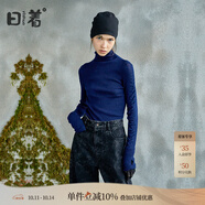 日著酷酷風(fēng)格女裝秋季新款 打底顯瘦高領(lǐng)長袖針織衫套頭毛衣女 藍(lán)色 M