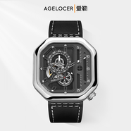 愛(ài)勒 AGELOCER艾戈勒原創(chuàng  )賽車(chē)表男士鏤空機械手表送男友生日禮物 【代超同款】賽車(chē)表5801A1-銀黑