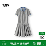 森馬（Semir）連衣裙女拼接格子假兩件學(xué)院風(fēng)2025夏季收腰polo裙107425114001