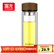 富光男女士雙層玻璃杯 高硼硅玻璃304茶隔水杯子 帶茶隔泡茶杯320ml
