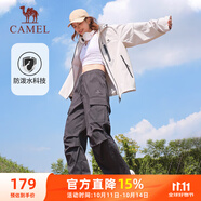 駱駝（CAMEL）直筒梭織工裝長褲女防潑水百搭傘兵褲 C24CA6L6619 幻影黑 XL