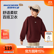 Skechers斯凱奇兒童秋冬新款童裝百搭針織連帽套頭衛衣L325K008/L425K071 加絨/席拉紅/0517 165 cm