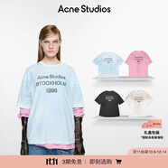 Acne Studios 經(jīng)典款 男女同款 徽標印花做舊1996短袖T恤CL0196 霧藍色 （建議女士選擇小一碼） 3XL -女 / 2XL-男