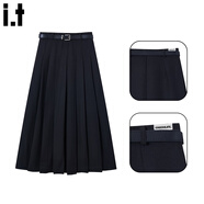 :CHOCOOLATE  it女裝連衣裙美式小香風(fēng)上衣搭配半身中裙套裝女秋冬衣服兩件套 黑色裙 M