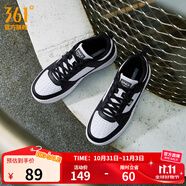 361°板鞋女鞋秋冬季新款青禾百搭小白鞋革面加絨保暖休閑運(yùn)動鞋子女 361度白/曜石黑【沖孔透氣】 40