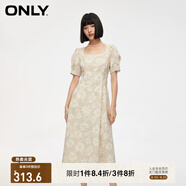 ONLY夏季氣質(zhì)復(fù)古方領(lǐng)泡泡袖中長(zhǎng)款連衣裙女|124207007 HH5 米亞紋樣沙色 XS 155/76A