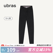 ubras仿牛仔高腰收腹加絨打底褲女保暖時(shí)尚高彈可外穿 黑色交叉款 1條 S