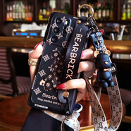 玲琉 適用oppok13手機殼10Pro新款K9s國風(fēng)7x男女R17防摔FindX5腕帶斜跨掛繩k12/11x轉運錦鯉r15 潮牌坐暴力熊 腕帶-黑色+斜挎掛繩+公仔 其他機型備注