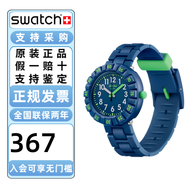 斯沃琪（Swatch）Flik Flak（飛菲瑞士?jì)和直砉枘z表帶小學(xué)生石英腕表情人節禮物 深海獨奏ZFCSP086
