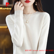 皮爾卡丹（pierre cardin）針織衣羊毛衫女士新款百搭寬松毛衣秋冬加厚2025打底套頭圓領修身 白色 S