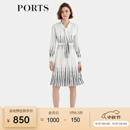 PORTS寶姿秋季新款女裝時(shí)尚圓點(diǎn)印花連衣裙ALD9D015QPT100 白黑混色 XL 12