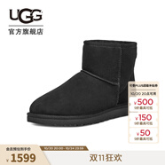 UGG冬季男士舒適平底時(shí)尚純色保暖經(jīng)典迷你休閑短靴雪地靴1002072 BLK | 黑色 42