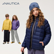 NAUTICA諾帝卡童裝男童女童羽絨服秋冬季兒童外套輕薄款大童鵝絨輕量超薄 藏青 150