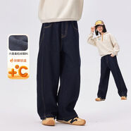 一貝皇城（EBCASTLE）兒童冬季褲子男童加厚加絨牛仔褲2025新款女童冬裝直筒褲厚 牛仔藍 【加絨加厚】 110 cm （建議32-44斤）