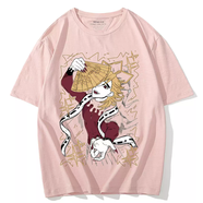 妙普樂(lè )動(dòng)漫鬼滅之刃童磨T恤短袖夏季半袖二次元周邊衣服男女學(xué)生體恤衫 粉紅色童磨 4XL體重180-195