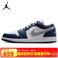 耐克NIKE男休閑鞋喬丹AJ1 JORDAN1低幫運(yùn)動(dòng)鞋553558-141白藍(lán)灰44.5