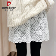 皮爾卡丹蕾絲屁簾短裙女胖妹妹300斤秋冬大碼洋氣減齡疊穿高腰A字半身裙潮 白色 M 90-140斤