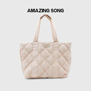 Amazing Song乙頌新款春季托特包大容量通勤帆布包 單肩手提復古包包 英倫風(fēng)休 煙霧粉 現貨