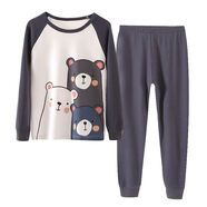 爸媽親（KIDS MAN&DAD）兒童內(nèi)衣套裝A類男童棉毛套裝21秋季中大童卡通小熊秋衣秋褲新款 深灰 100 cm