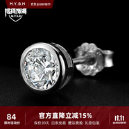 銘揚飾海 925銀男士耳釘潮流個性男款耳飾黑色圓形寶石單只耳環(huán) 白鋯石耳釘單只