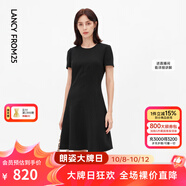 朗姿【三醋酸Basic衣櫥】休閑連衣裙夏季新款裙子高級感明星同款 黑色 L 165/84A
