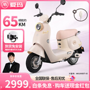 愛(ài)瑪（AIMA）鉛酸超長(cháng)續航電動(dòng)車(chē)電瓶車(chē)女士時(shí)尚成人代步外賣(mài)電動(dòng)摩托車(chē)露娜 燕麥米【智能互聯(lián)+1000W電機】