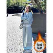 懿慈秋季學(xué)生休閑運(yùn)動(dòng)服裝套裝女裝秋裝新款2025年新款衛(wèi)衣搭配一整套 灰色兩件套（加絨款） S 碼（建議80-100斤）