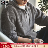 馬登工裝 美式休閑菠蘿紋針織衫半拉鏈連帽加厚保暖毛衣男秋季 灰色 L