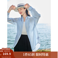 茵曼（INMAN）章若楠同款歐若風天絲薄開衫女裝襯衫2025夏季新品長袖襯衣 經(jīng)典款-淺藍色 M