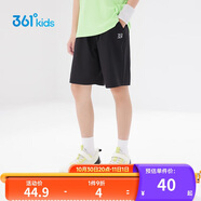 361°兒童短褲夏季男女童3-12歲透氣運動褲梭織五分褲 黑 170