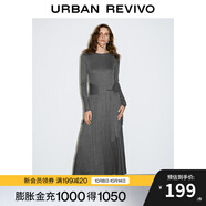 UR2025秋季新款女裝潮流假兩件綁帶收腰連衣裙UWJ750082 冷灰 (偏長) M