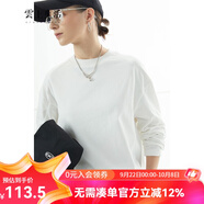 雲(yún)上生活女裝簡(jiǎn)約純色T恤新款設(shè)計(jì)感長(zhǎng)袖t女春裝圓領(lǐng)打底衫5236X 象牙白 XL