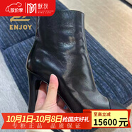 香奈兒（Chanel）女鞋冬季新款靴子短靴裸靴黑色羊皮高跟鞋時裝靴 黑色 34