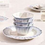 億嘉 陶瓷米飯碗家用餐具碗具面碗盛湯小碗飯碗高級 漸變4.5英寸6只裝