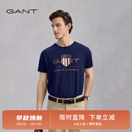 GANT/甘特【100%棉】男女情侶款學(xué)院風(fēng)美式休閑圓領(lǐng)短袖重磅T恤 433夜藍色 L