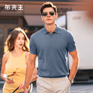 布先生意式海鷗領(lǐng)商務(wù)Polo針織短袖涼感t恤男春夏新款 牛仔藍 XL (180)