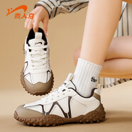 貴人鳥(niǎo)女鞋冬季新款運動(dòng)鞋百搭阿甘鞋女士時(shí)尚輕便休閑鞋情侶板鞋女子 白/咖【女子】 36