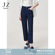 玖姿·安娜蔻【0束褲】極簡(jiǎn)通勤四面彈開(kāi)叉錐形九分褲2025夏季新款 丈青 L