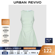 UR2025春季新款女摩登氣質褶皺收腰顯瘦無袖連衣裙UYY750030 淺薄綠 XS