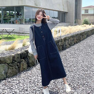 京嚴甄選韓版牛仔背心連衣裙裙套裝女秋季2025新款條紋上衣寬松長(cháng) 單裙面料升級版 S S