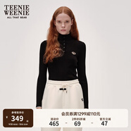 Teenie Weenie小熊女裝簡約風冬澳洲美麗諾羊毛亨利領打底針織毛衣 黑色 S 160