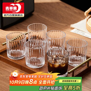 青蘋果咖啡杯 耐熱玻璃水杯套裝 家用玻璃杯豎紋茶杯洋酒杯啤酒杯*6