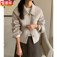恒源祥韓國chic2025冬季新款法式復古小眾翻領(lǐng)單排扣簡(jiǎn)約毛呢短外套女 杏色 均碼