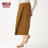 無印良品 MUJI 女式 彈力燈芯絨 輕便半長(zhǎng)喇叭裙 29AE225 深芥黃 M