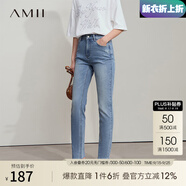 AMII中秋好禮2025夏季新款極簡港風(fēng)休閑百搭修身微彈鉛筆褲小腳牛 淺牛仔藍 M