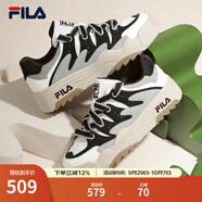 斐樂（FILA）斑斕鞋ROSETTA女鞋板鞋新款面包厚底鞋復(fù)古休閑鞋 雪白/黑-SB 37.5
